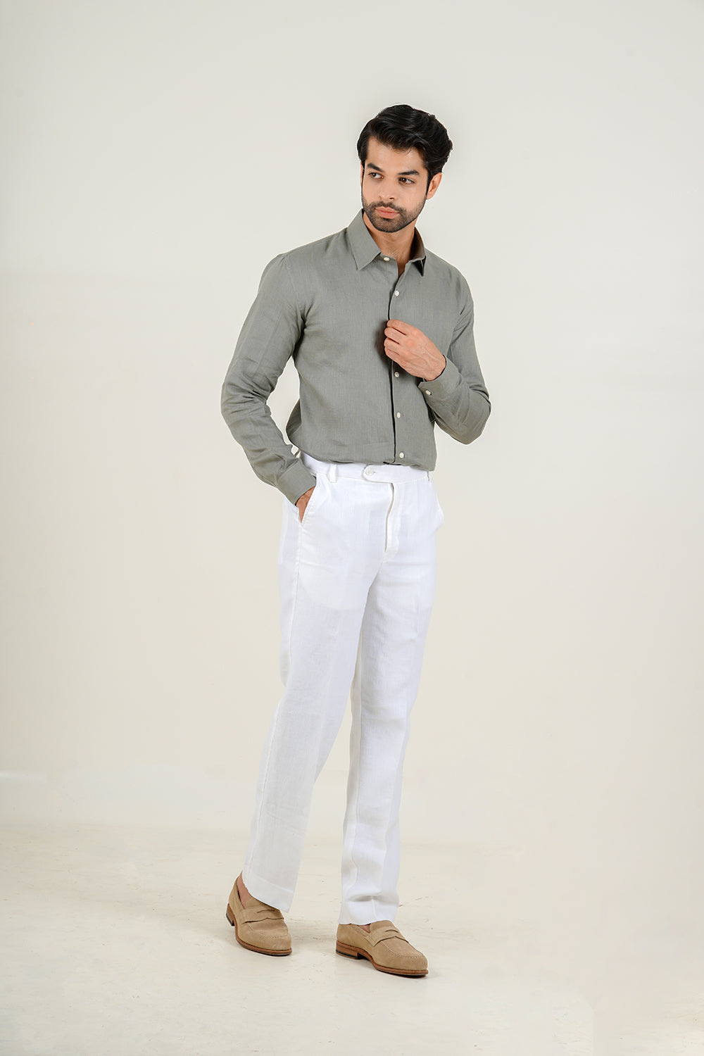 Olive Green Linen Shirt