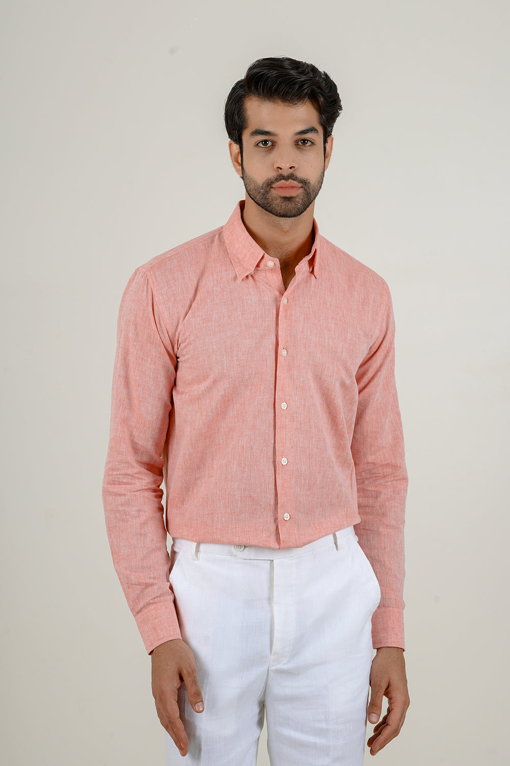 Pink Cotton Linen Full Sleeve Shirt