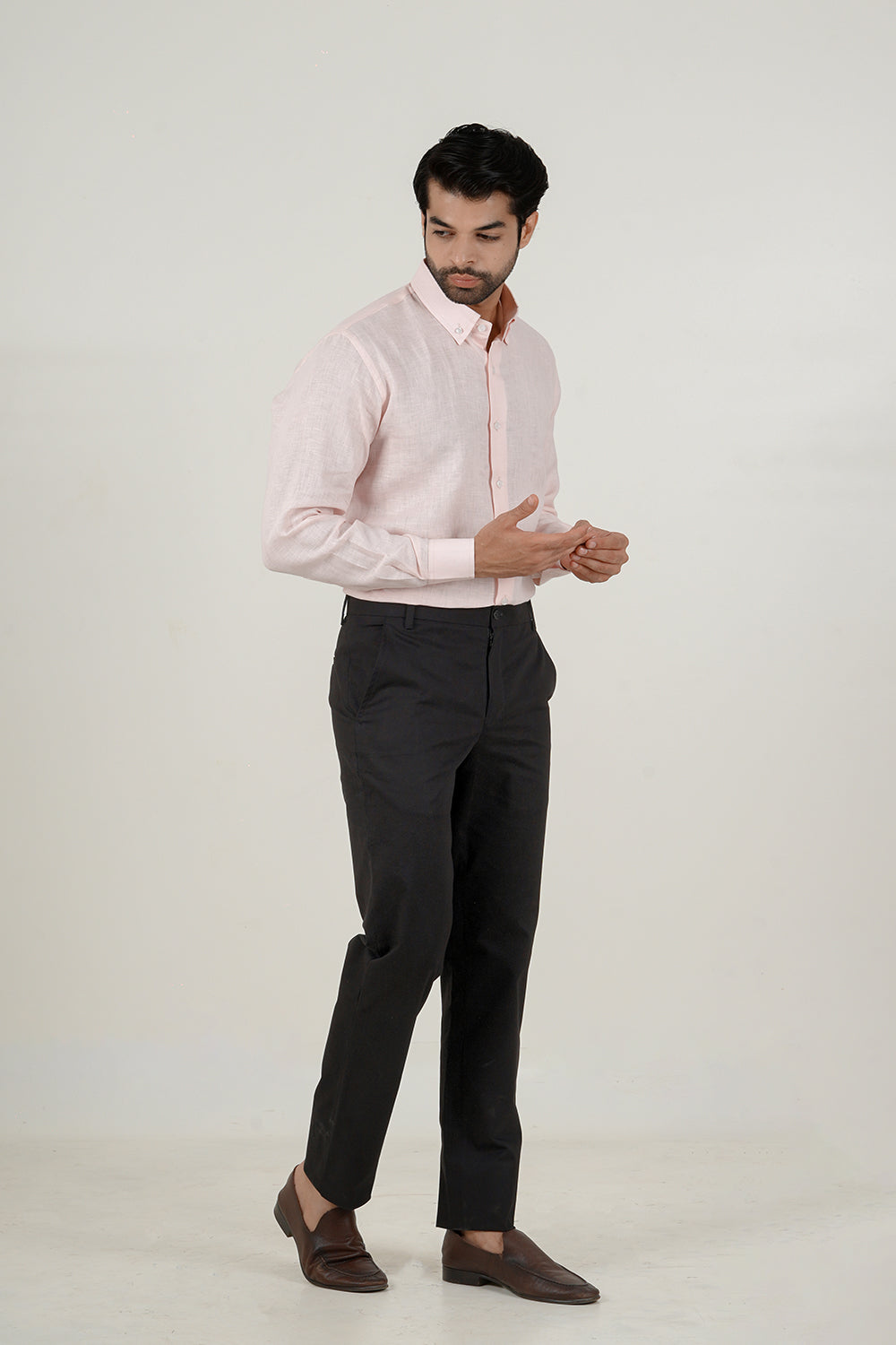 Powder Pink Linen Button Down Shirt