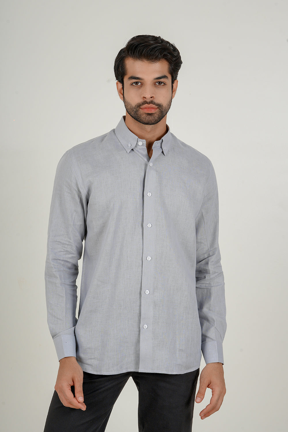 Light Grey Linen Button Down Shirt