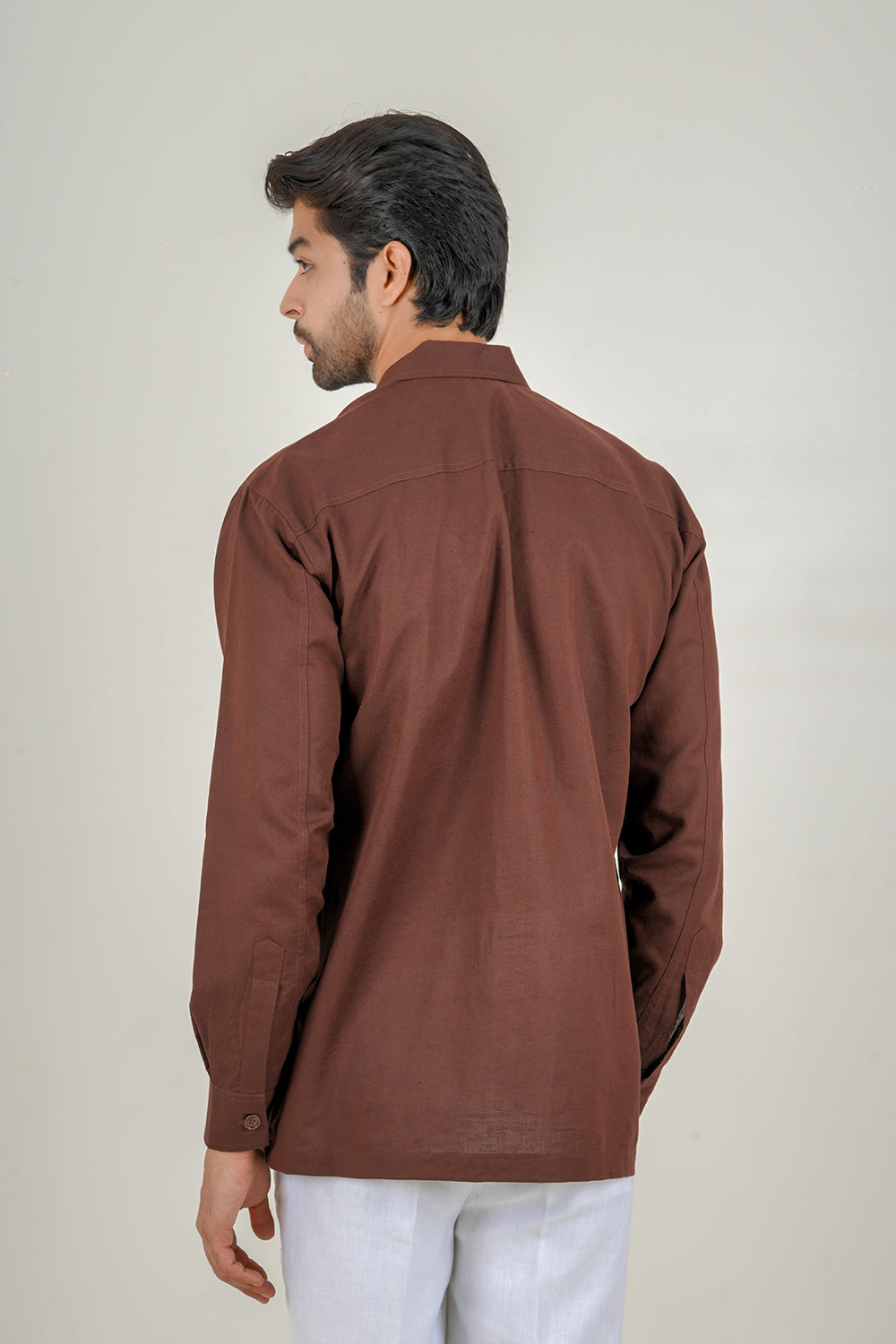 Brown Cotton Linen Kurta