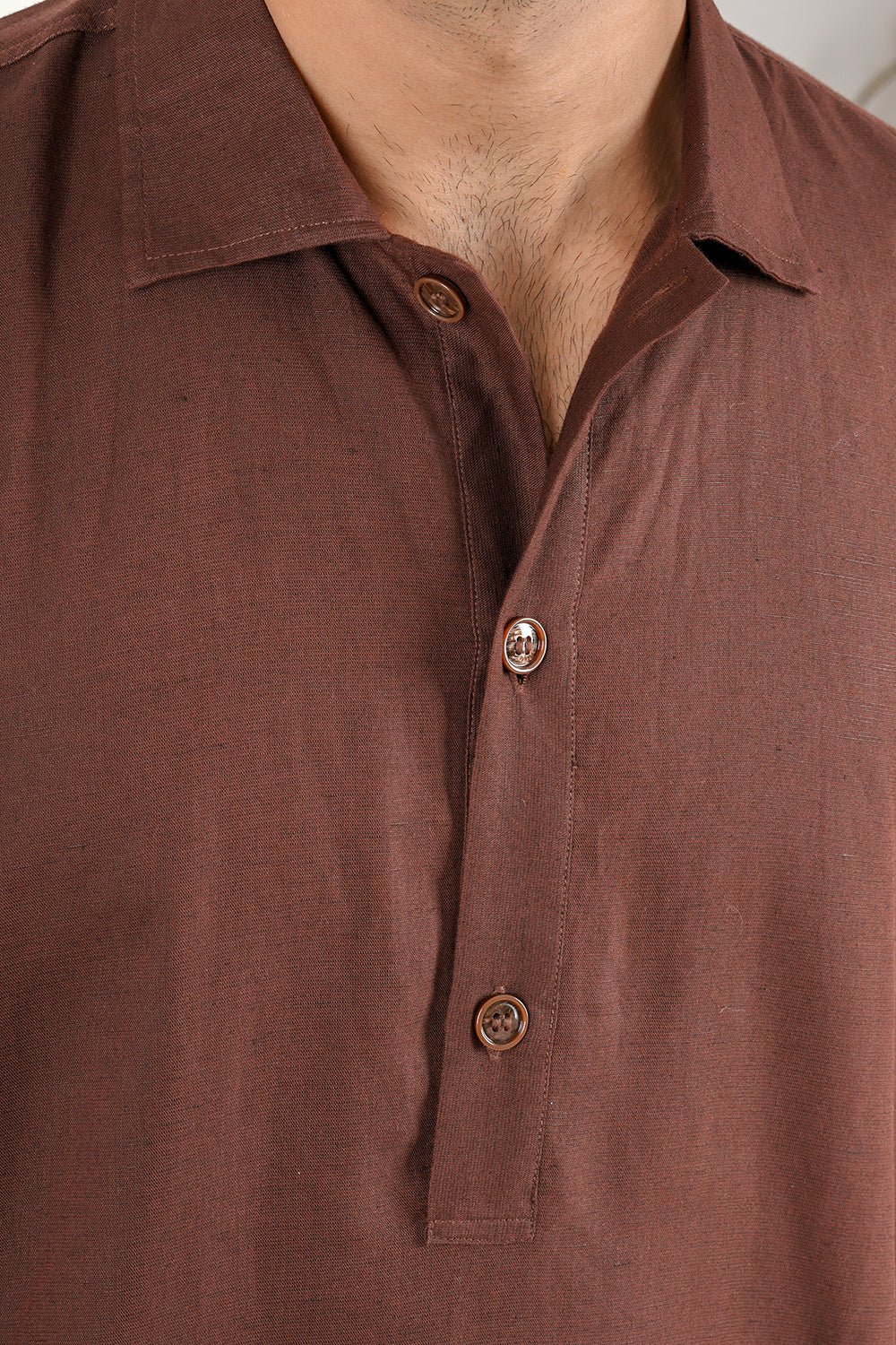 Brown Cotton Linen Kurta