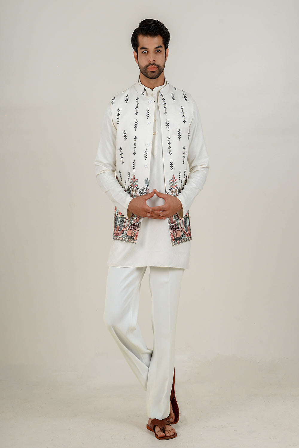 Embroidered Nehru Jacket Set