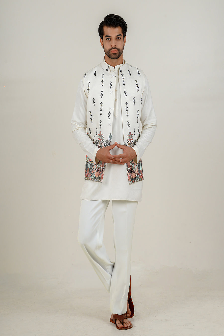 Embroidered Nehru Jacket Set