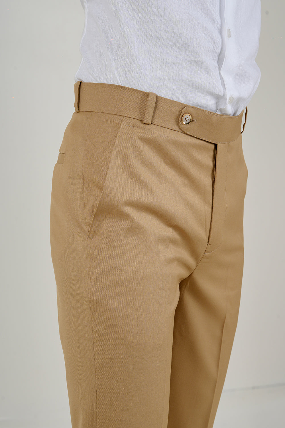 Beige Cotton Wool Pants