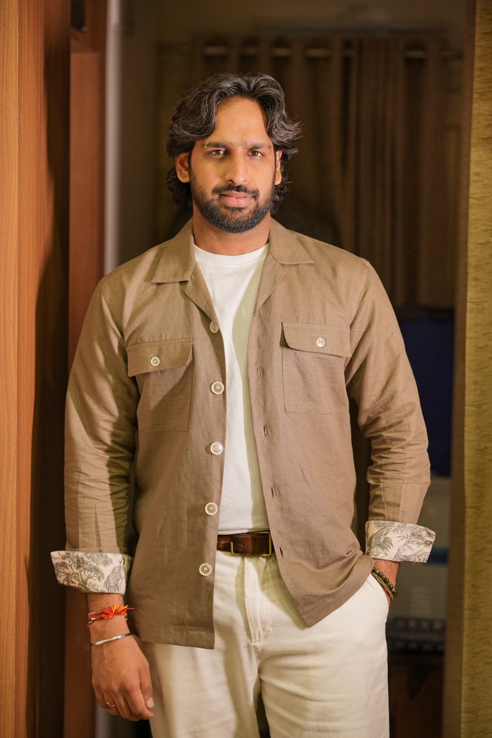 Embroidered Olive Green Shirt