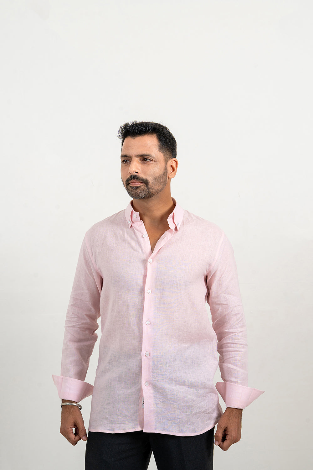 Powder Pink Linen Button Down Shirt