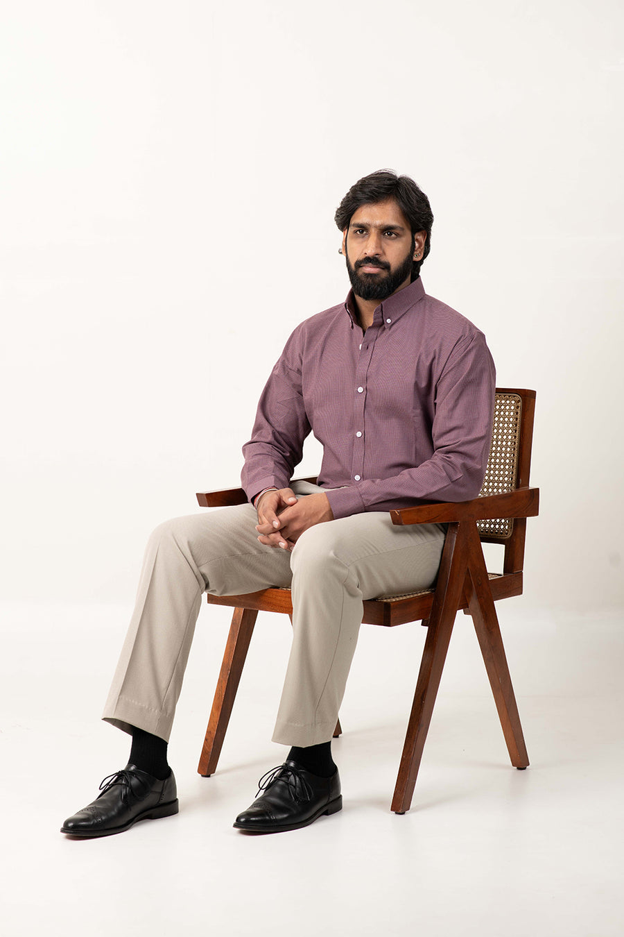 Mauve Checked Cotton Shirt