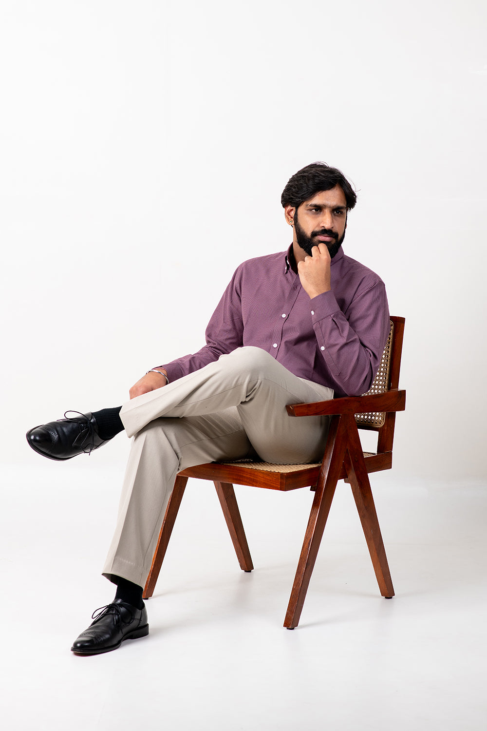 Mauve Checked Cotton Shirt