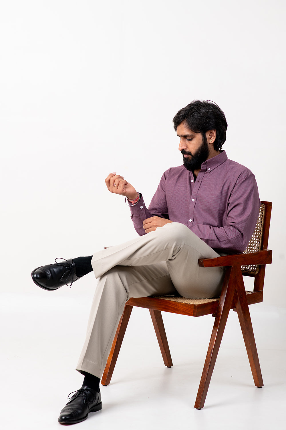 Mauve Checked Cotton Shirt