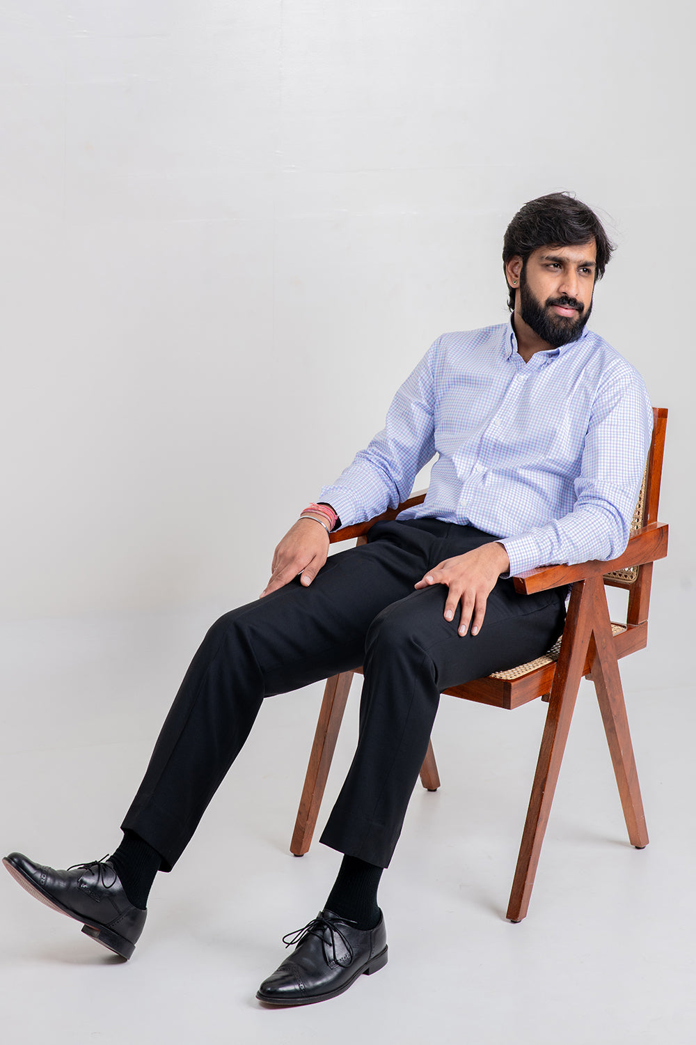 Grey And Blue Check Shirt