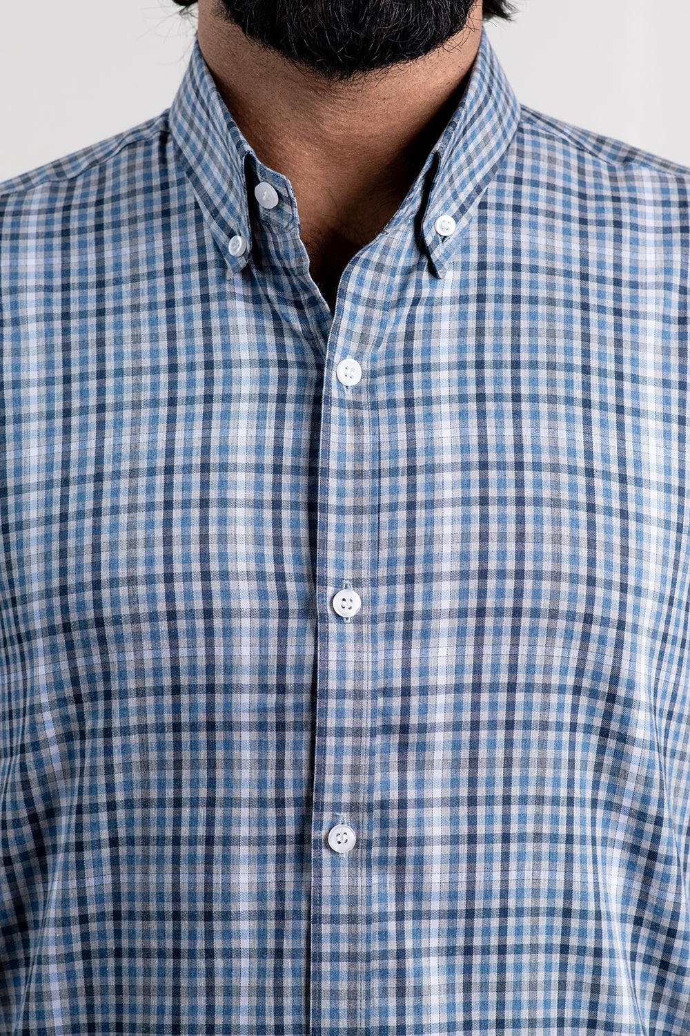 Blue Checked Cotton Shirt