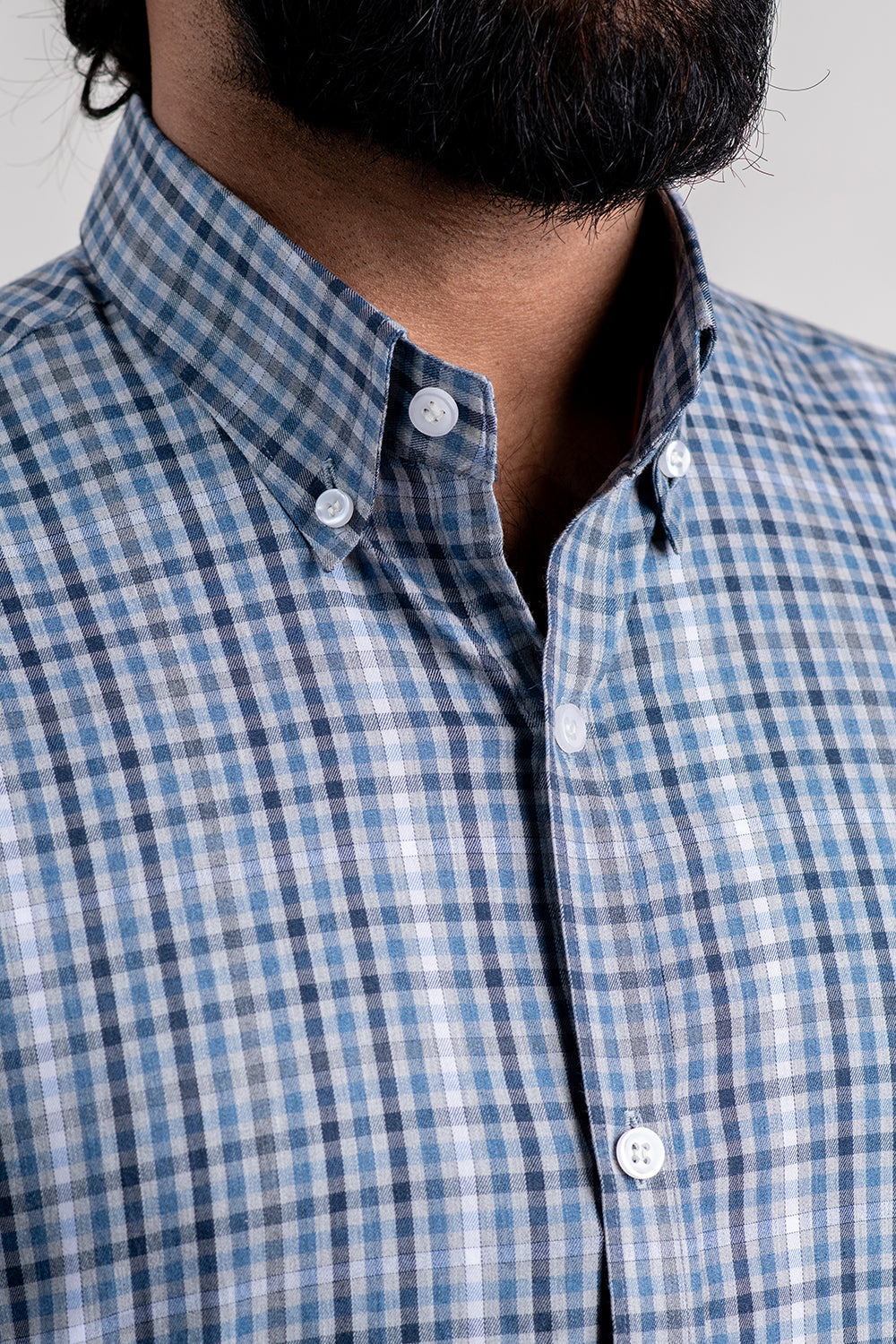 Blue Checked Cotton Shirt
