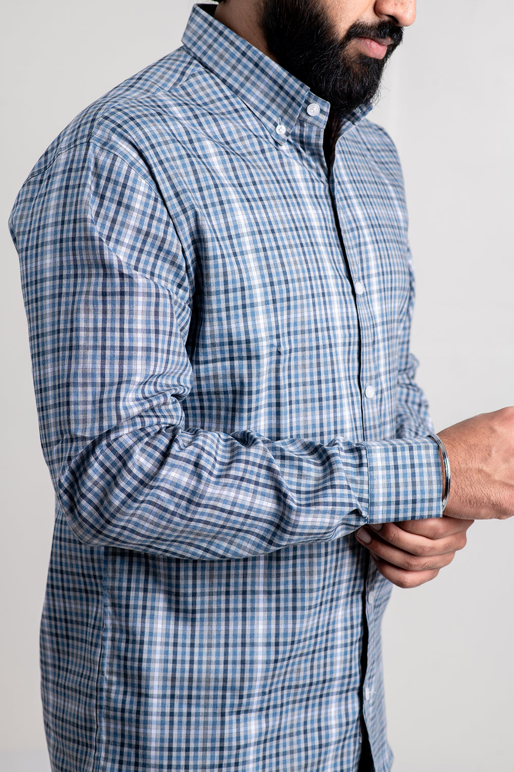 Blue Checked Cotton Shirt