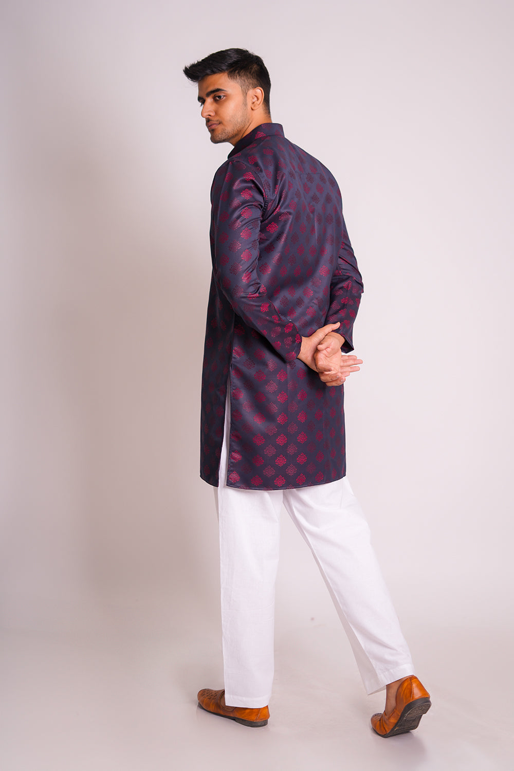 Jacquard All Over Embroidered Kurta