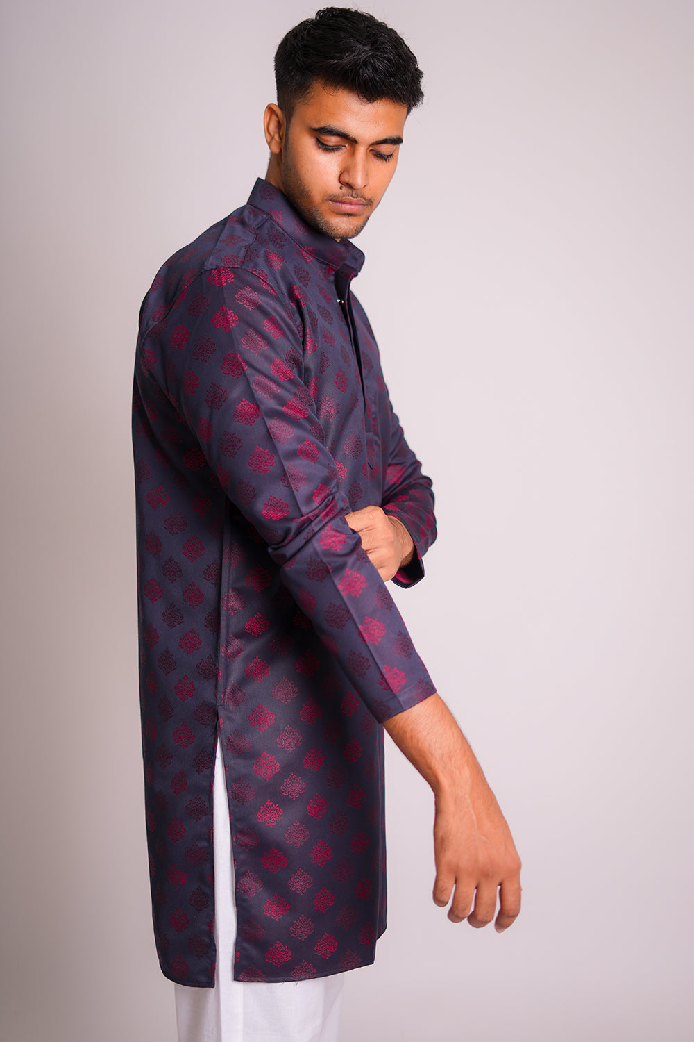 Jacquard All Over Embroidered Kurta