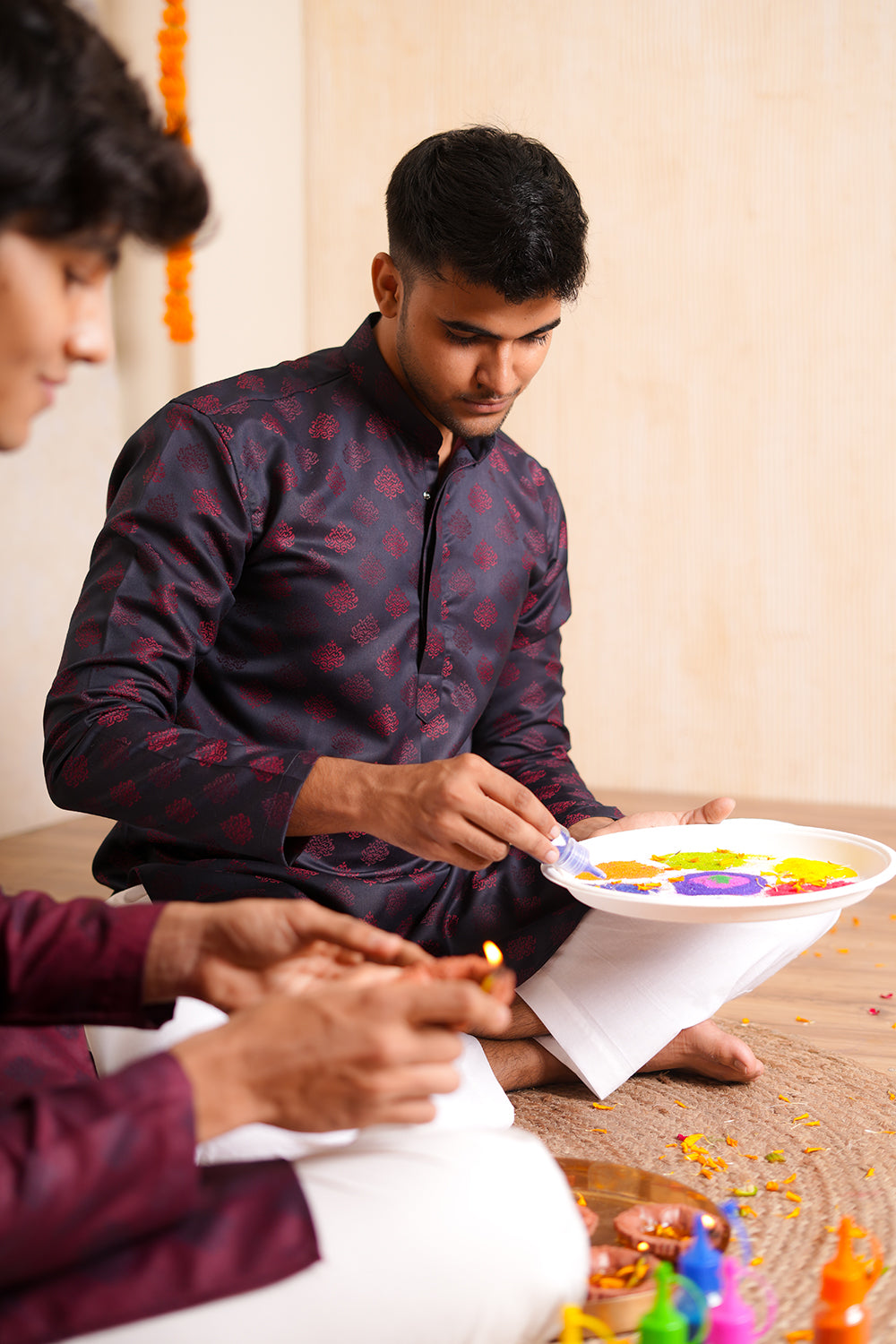 Jacquard All Over Embroidered Kurta
