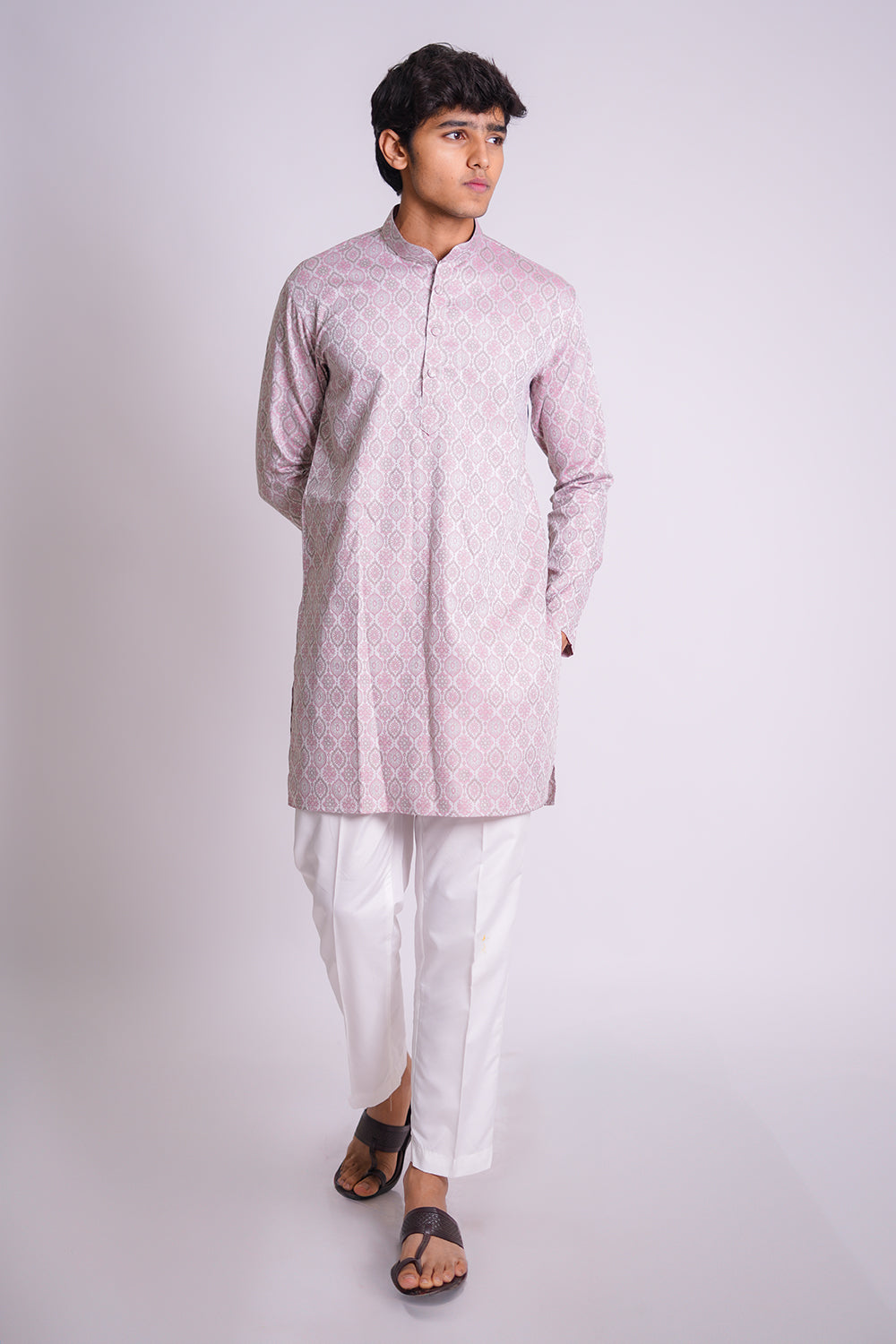 Soft Pink Jaal Patterned Kurta