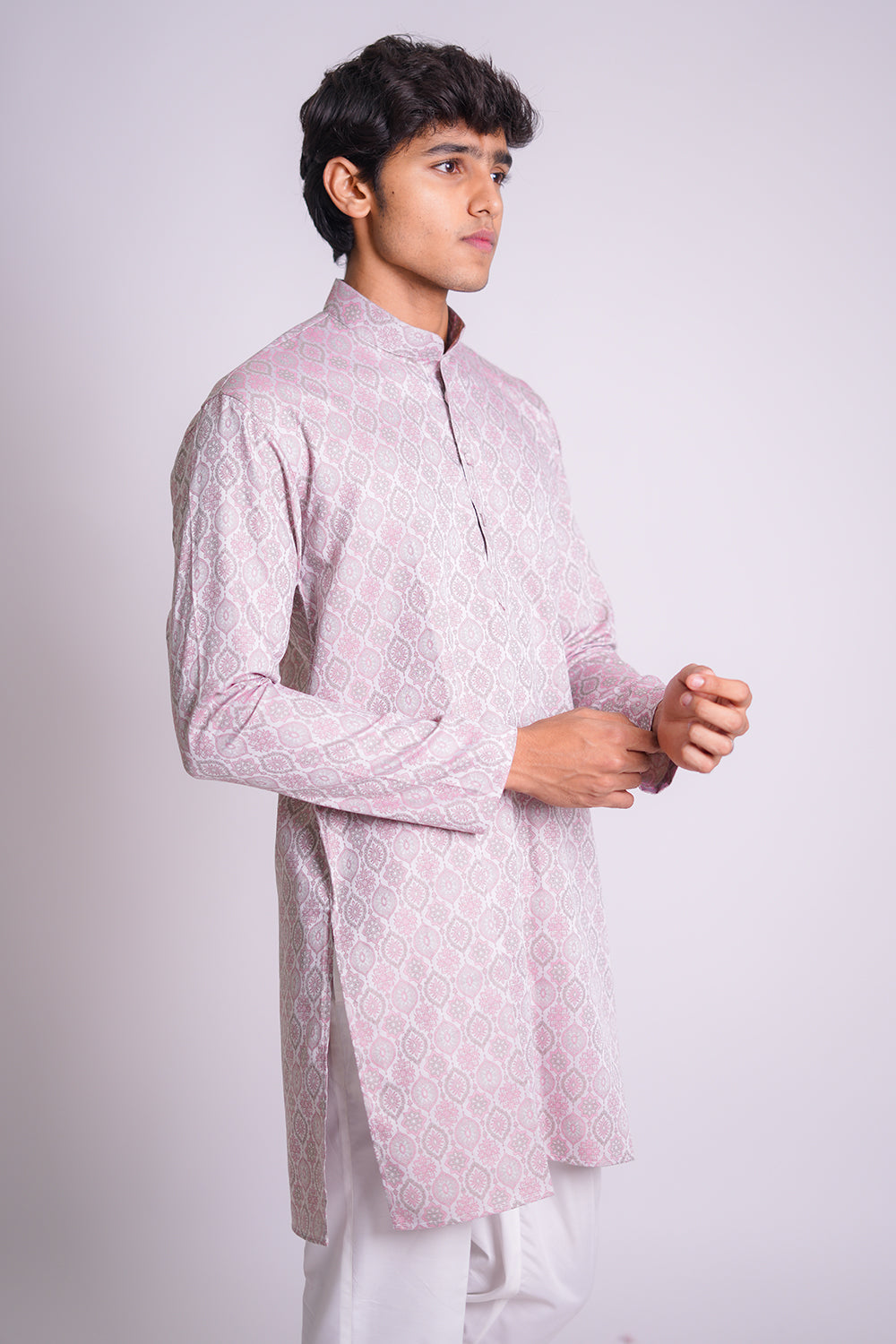 Soft Pink Jaal Patterned Kurta
