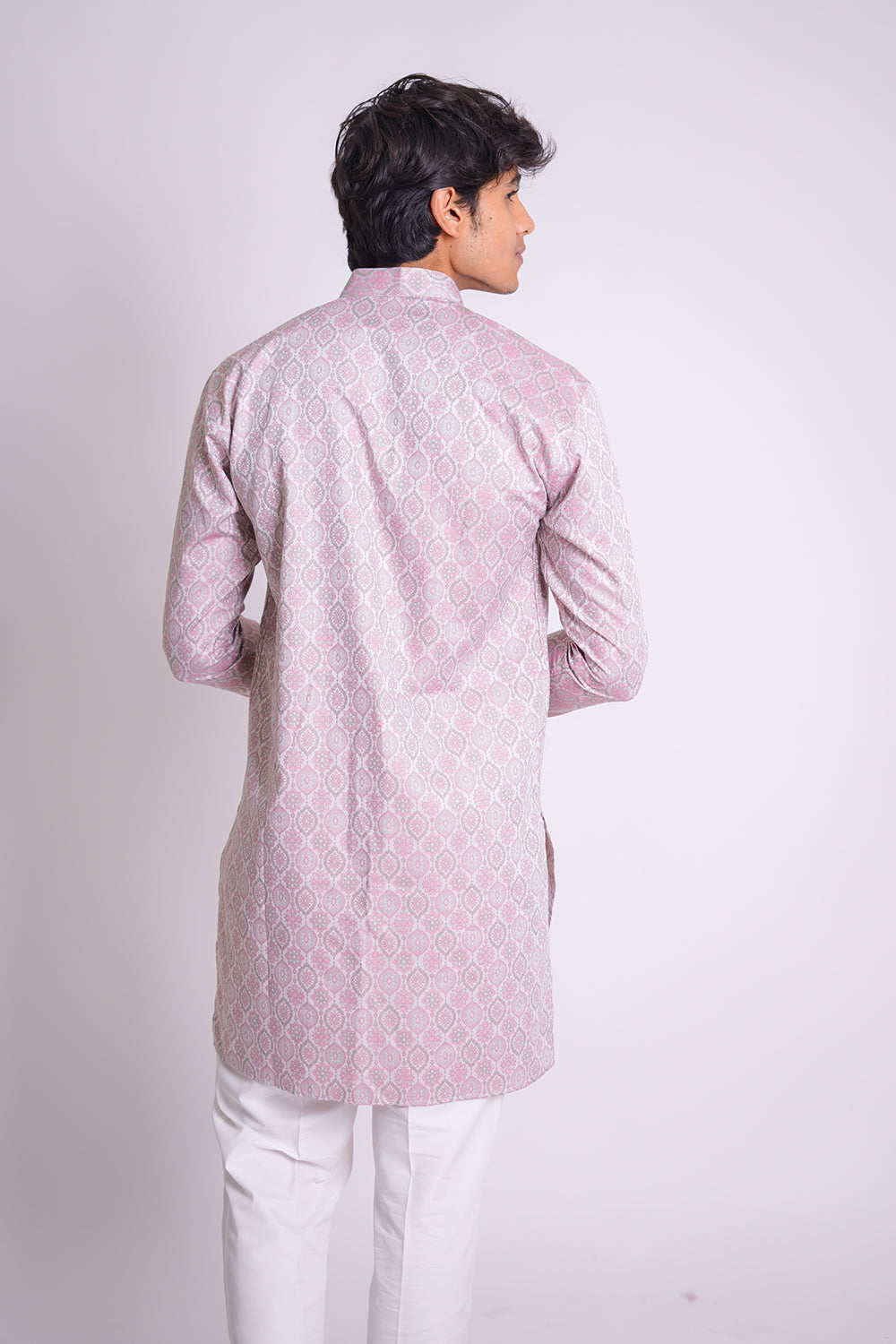 Soft Pink Jaal Patterned Kurta
